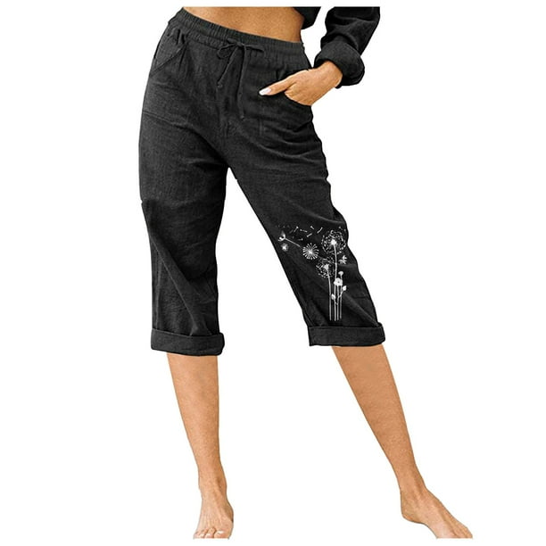 WILLBEST Pantalones Casuales para Mujer, de Moda, con Cintura Elástica, Cómodos, para Playa, para Uso Diario. Extra Grande