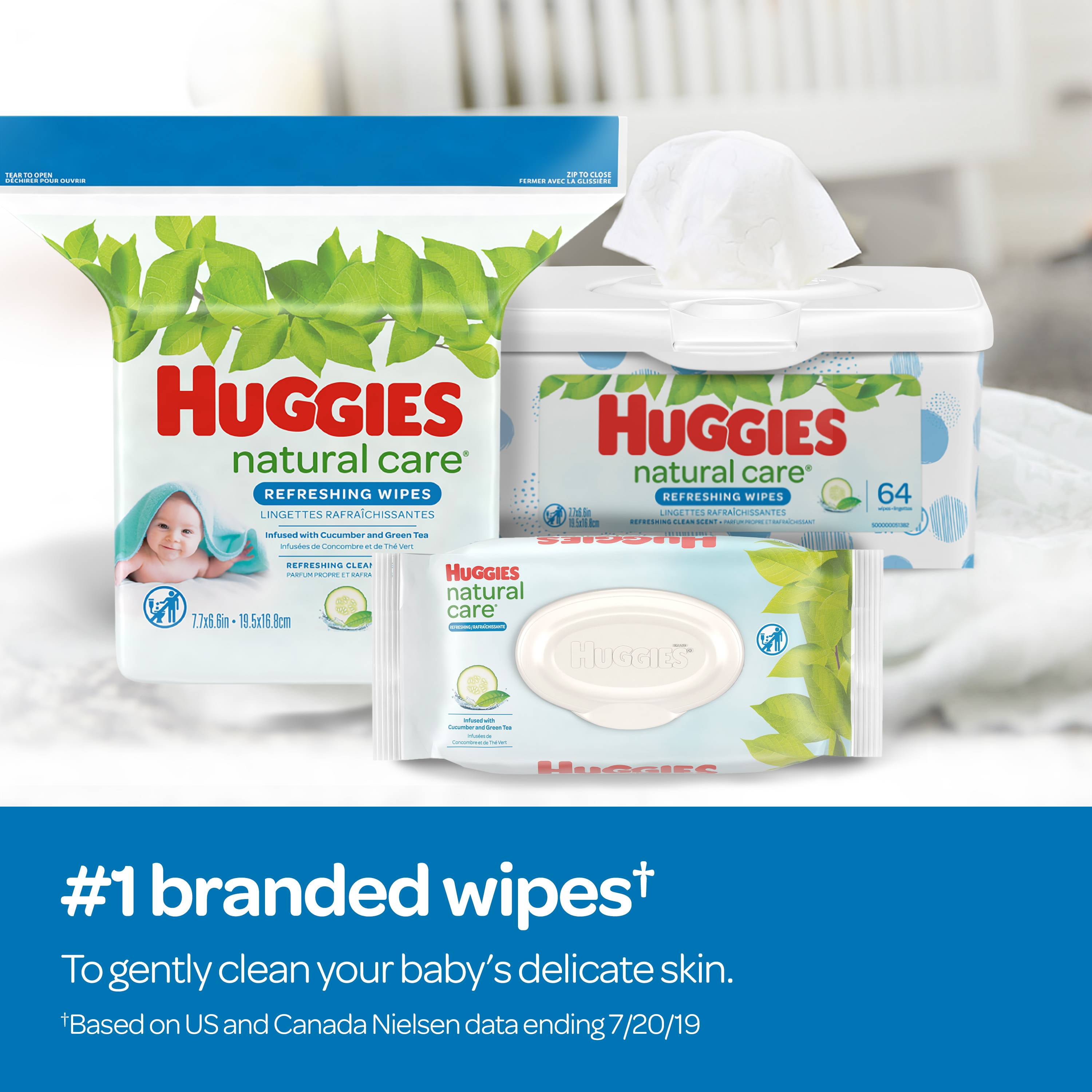 Hypoallergenic Refill Pack 184 Total Wipes HUGGIES Refreshing Clean Scented Baby Wipes