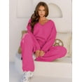 thumbnail image 4 of YOGAFOX Fuzzy Fleece Lounge Sets for Women 2 Piece Pajama Set Long Sleeve Loungewear Wide Leg Pants Outfits S-XL, 4 of 5