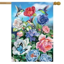 Briarwood Lane Hummingbird and Roses Spring House Flag