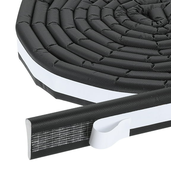 Uxcell Weather Stripping Door Seal, 20 ft Self-Adhesive PU Foam Weather Strip Wedge Window Sealer Tape for Winter Soundproofing Frame Winter Insulation Tape Door Gap Filler, Black