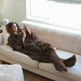thumbnail image 5 of Catalonia Fleece Wearable TV Blanket For Adults with Foot Pockets & Sleeves Brown Polyester Throw Blanket Robe 75”x53”, 5 of 8