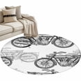 thumbnail image 2 of Black White Motorcycles 3ft Area Rug, Modern Hand-Painted Vehicles Washable Non-Slip Small Round Rugs for Entryway Bedroom Kitchen, Soft Circle Carpet for Dining Room, Playroom Nursery Rug, 2 of 9