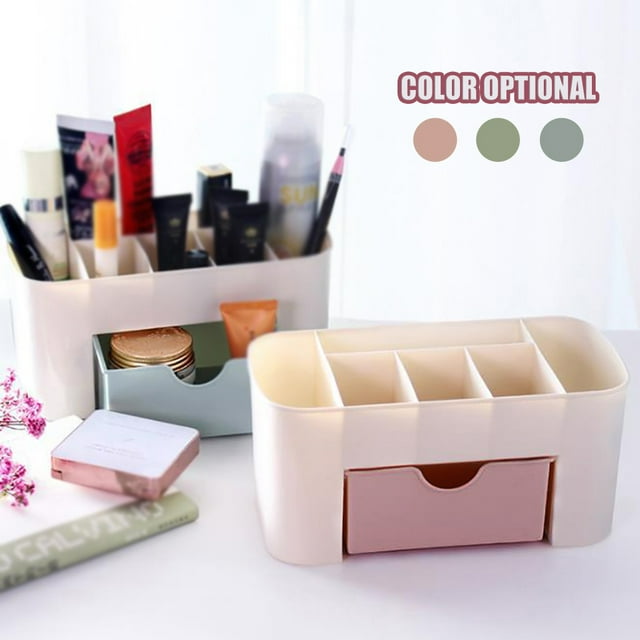 Cagogo under $5 2Pcs Desktop Cosmetic Storage Box, Plastic Desktop Cosmetic Box with Drawer, Multifunctional Desk Storage Organizer, Small Makeup Jewelry Organizer, Office Desk Accessory Box