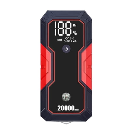 YAHHU Portable Car Jump Starter 20000mAh 12V Battery Starter (9.4x4.7x3.9 in / 24X12X10CM), 800A Peak Current Heavy-Duty Emergency Battery Booster Pack with Quick USB Charge and LED Flashlight