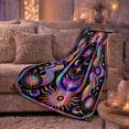thumbnail image 6 of Psychedelic Cosmic Portal with Planets, Dreamy Celestial Style for Space Lovers, Rainbow Wave Scene and Birthday Gift, Soft Flannel Blanket for Game Room and Bedroom, Celestial Home Decor, 6 of 9