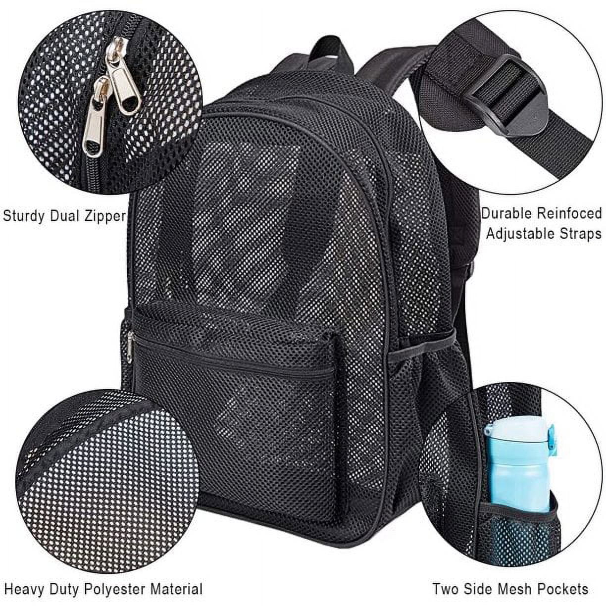 Mesh Backpack Heavy Duty Student Net Bookbag Quality Simple Netting School  Bag Security See Through Daypack White