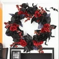 thumbnail image 5 of Farship 18'' Halloween Wreath Halloween Decor for Front Door Gothic Home Decor Rose Wreath With Spider for Front Door Home Indoor and Outdoor, 5 of 9