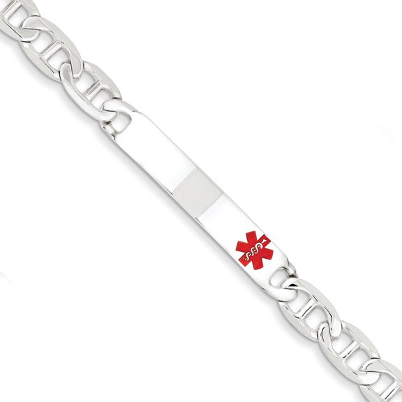 Sterling Silver 7in Polished Medical Anchor Link ID Bracelet
