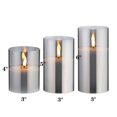 thumbnail image 2 of Velas sin llama Eywamage de cristal gris ahumado con mando a distancia, juego de 3, 2 of 6