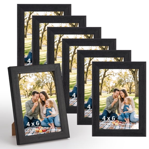 4x6 Picture Frames, Gallery Photo Frames 4 by 6 for Wall and Tabletop Display, Black(7 pack)