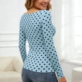 thumbnail image 5 of Bibifish Womens Tshirts Polka Dot Print Color Block Pattern Slim Fit Soft Stretch Slim Fit Long Sleeve Spring Daily Commute Trendy Outfits, 5 of 5