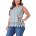 thumbnail image 4 of Agnes Orinda Plus Size Tank Tops for Women Round Neck Swing Lace Flowy Tops Blouse 1X Grey, 4 of 6