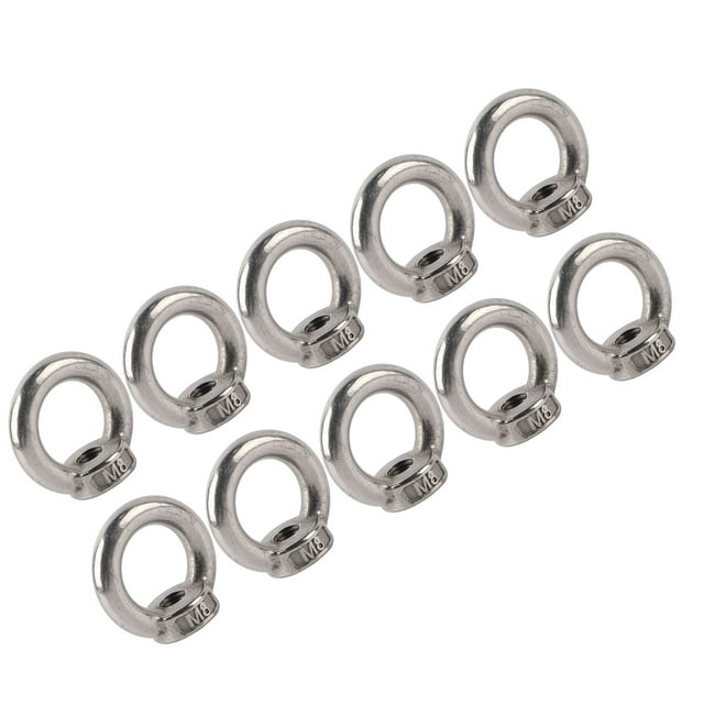 10Pcs Lifting Eye Nut Ring Shape Lifting Nut Stainless Steel Threaded Nut Fastener Tools for Forestry Machinery