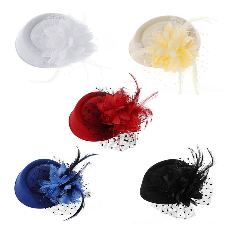 Fascinators Hats Solid Color Feather Flower Pillbox Hat  display picture 2