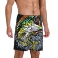 thumbnail image 2 of Haiem fishing bass Pattern Men's Pajama Short with Soft Woven Cotton Elastic Waistband Sleep Short-Large, 2 of 6