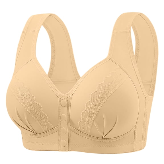 Gytharion Women's Plus Size Front Closure Bras Solid Color Wide Straps Textured Cups Full Coverage Bras Everyday Comfort Wireless Bras
