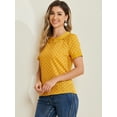 thumbnail image 2 of DARING DIVA Women's Peter Pan Collar Polka Dots Short Sleeve Tops M Yellow, 2 of 6