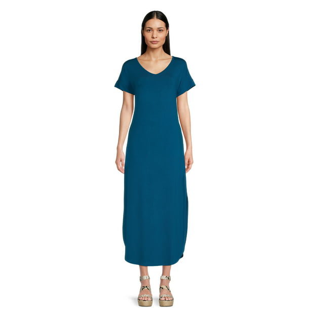 Time and Tru Women's Maxi Dress with Short Sleeves, Sizes XS -XXXL ...