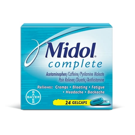 Midol Complete, Menstrual Period Symptoms Relief, Gelcaps, 24 Count