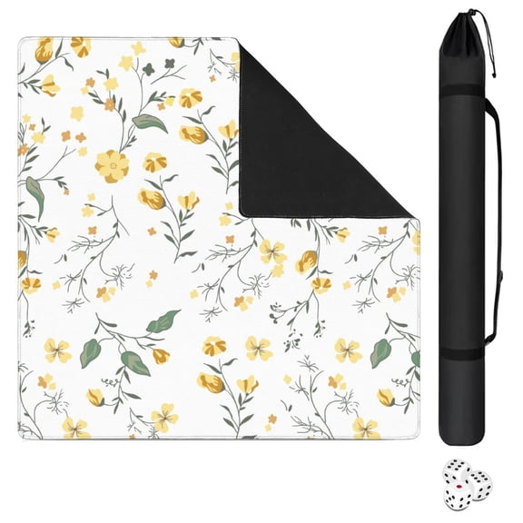 Floral Non-Slip Rubber Mat for Game Tables 31.5 Inch Square Perfect for Mahjong Game Nights Also Great for Playing Cards