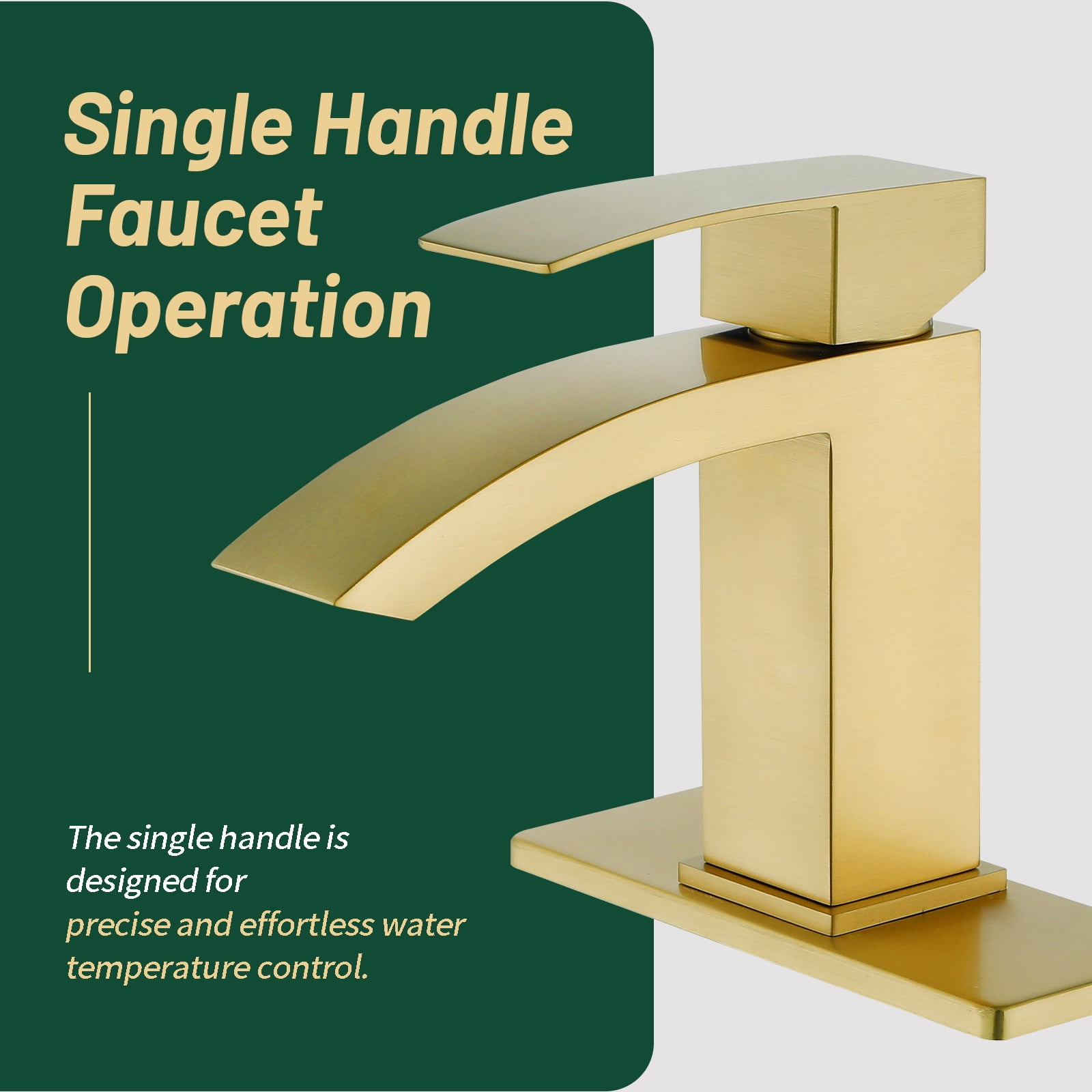 Cobbe Single-Handle Bathroom Sink Faucet for Vanity Singl-Hole Installation with Low-Arc Spout and Pop-Up Drain Brushed Gold
