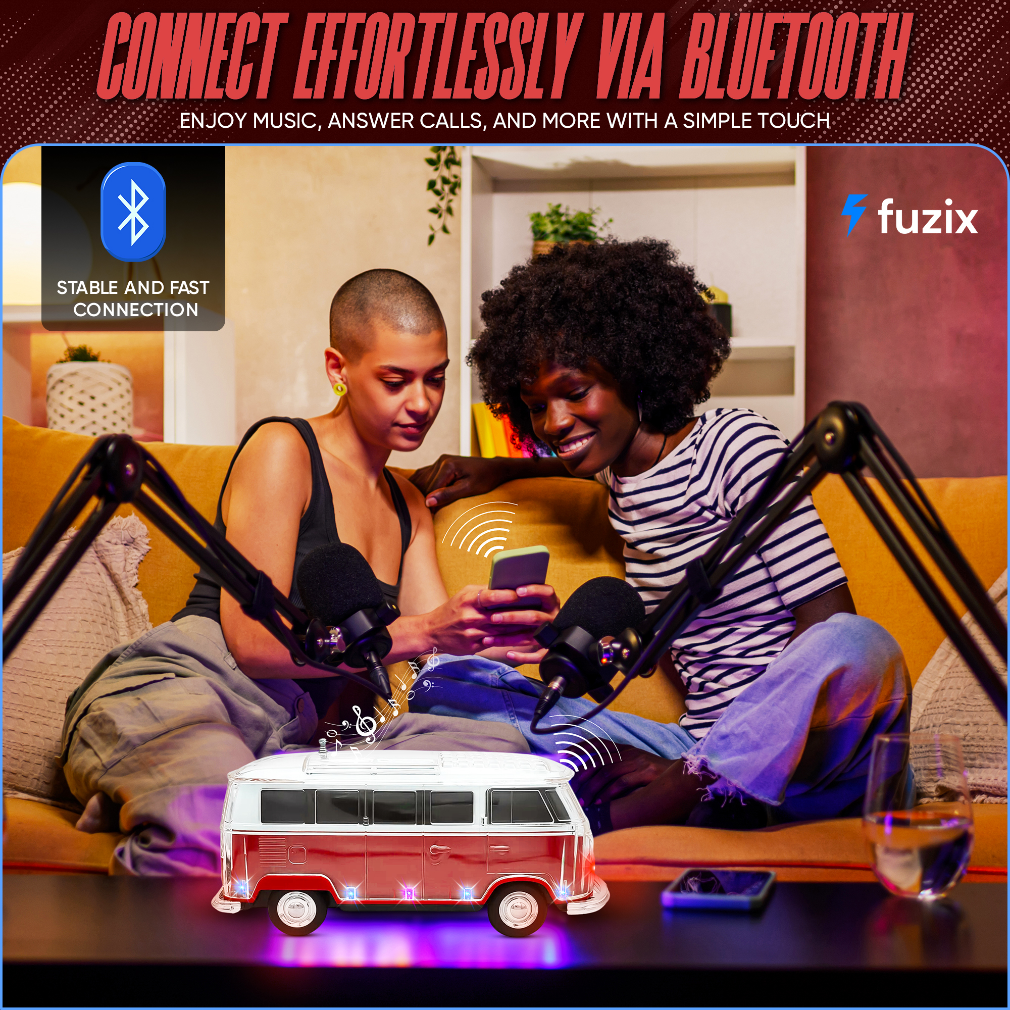 Fuzix WS-267 Car Bluetooth Portable Speaker with LED AUX USB FM Rechargeable