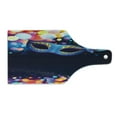 thumbnail image 2 of Venice Cutting Board, Vivid Blue Carnival with Ornate Flower and Colorful Dots Masquerade Tradition, Decorative Tempered Glass Cutting and Serving Board, Wine Bottle Shape, Multicolor, by Ambesonne, 2 of 5