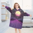 thumbnail image 5 of FORMRS Wearable Blanket Hoodie with Sleeves for Kids Cozy Flannel Sweatshirt, Black Neon Road, 5 of 7
