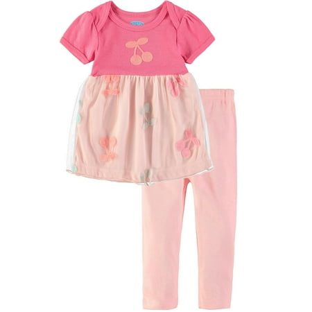 Bon Bebe Girls 12-24 Months Cherry Pant Set (Pink 24 Months)