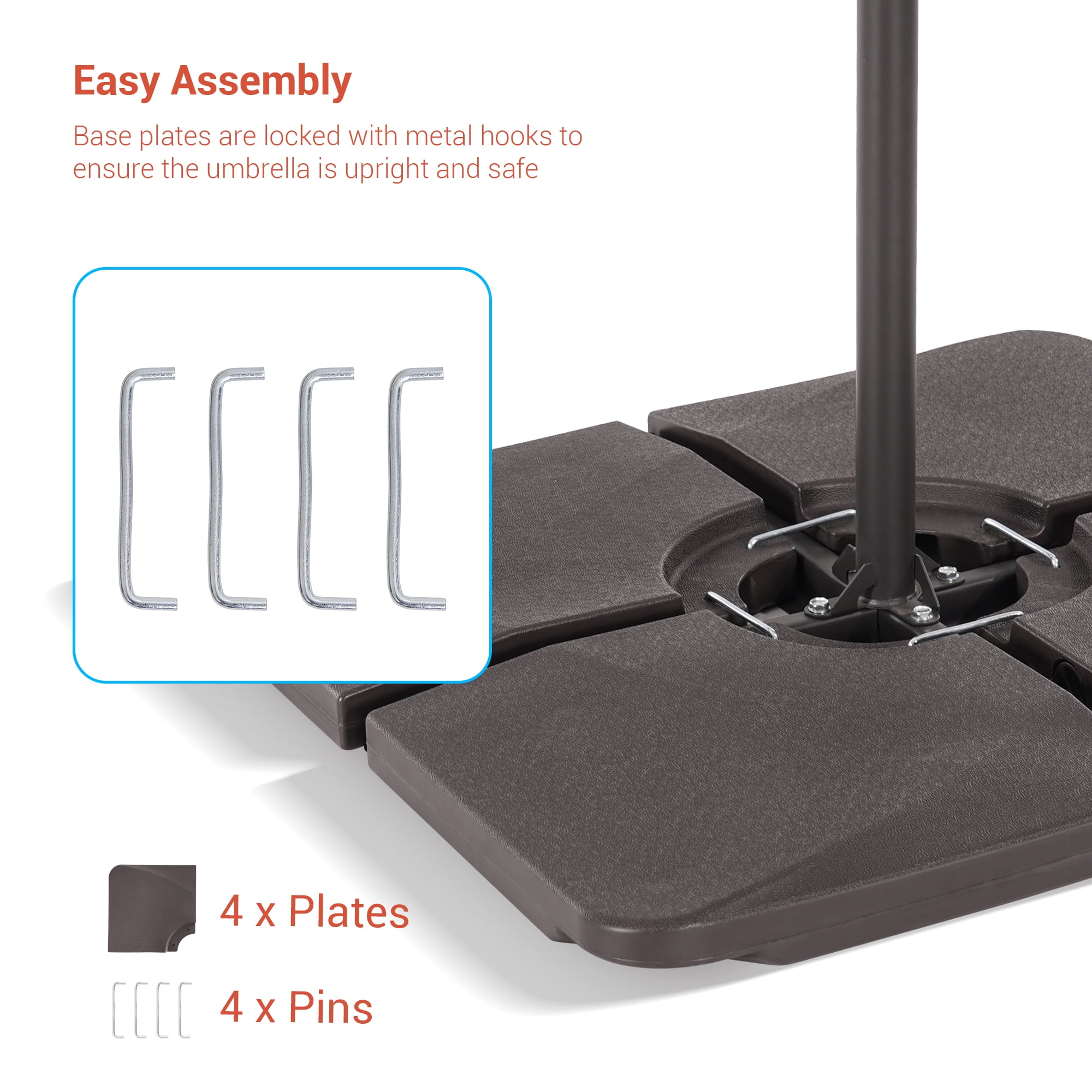 CHYVARY Patio Umbrella Base Weighs 200LBs Filled With Sand or Water, High Quality HDPE Plastic for Cantilever Umbrella With 8–10ft Canopy, Dark Brown