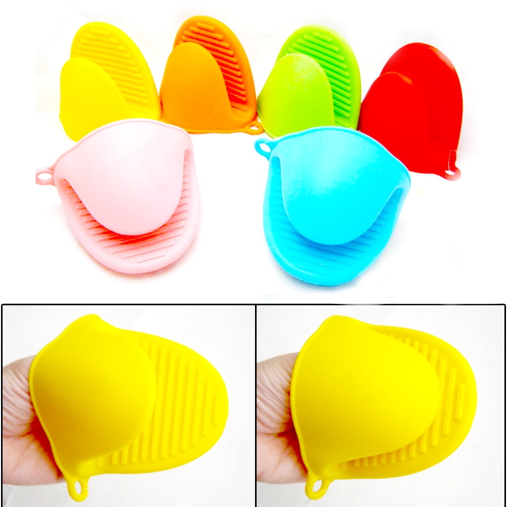 Pair Pot Holder  Silicone Heat Resistant Oven Mitts Glove Cooking Pinch  Grips Glove Hand Clip