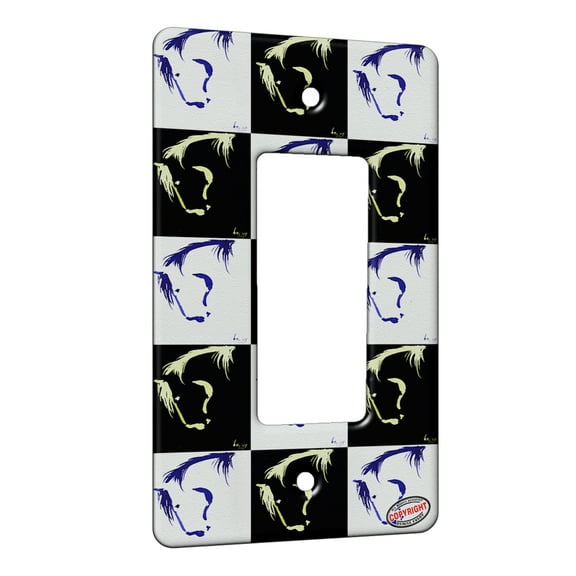 KuzmarK™ 1 Gang Rocker Wall Plate - Simplicity Horse Head in Blue Horse Pattern Art by Denise Every