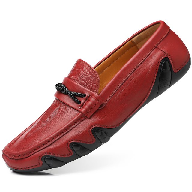 Zapatos náuticos casuales para hombre, zapatos de conducción hechos a mano, mocasines de diseño de cuero antideslizantes, estilo cocodrilo, mocasines para hombre (25,5 cm)