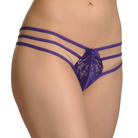 

Women s Shirley of Hollywood 20145 Stretch Lace Strappy Thong (Purple O/S)