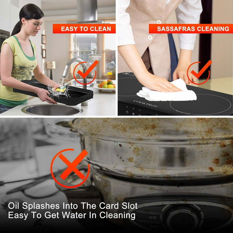 1800W Portable Induction Cooktop, 8 Gear Control Double Induction Burner  with Removable Grill Griddle Pan Smokeless Non-stick - multiple cooling