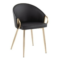 LumiSource Gold Metal, Black PU Claire Chair