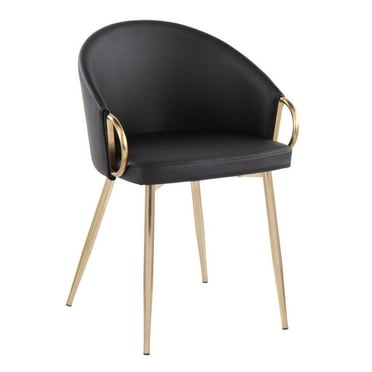 LumiSource Gold Metal, Black PU Claire Chair