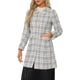 thumbnail image 4 of Abrigo largo elegante de invierno con cuello de muñeca de botones de tweed a cuadros para mujer, blanco, talla S, 4 of 5