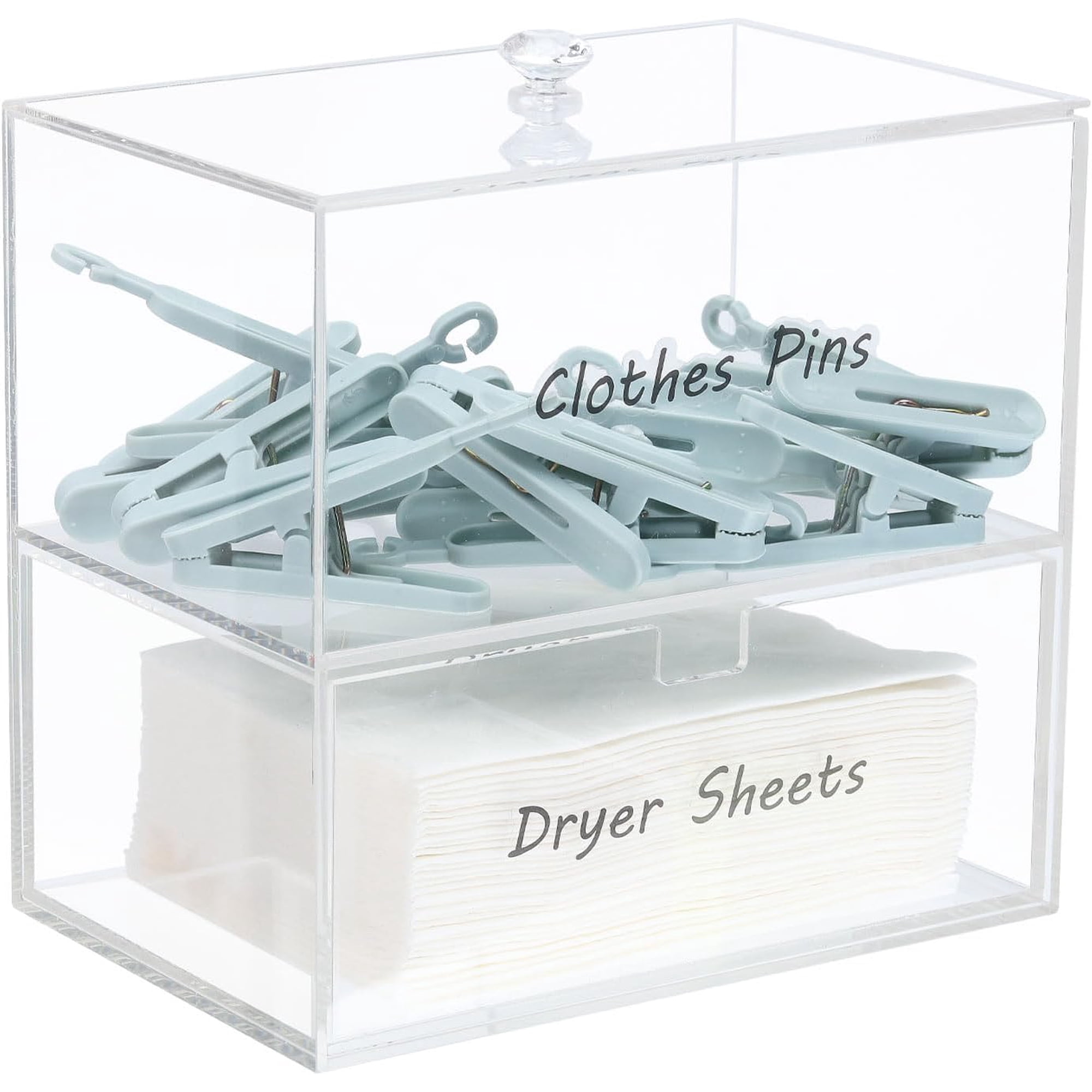 Acrylic Double Layer Dryer Sheet Holder Dryer Sheet Container with Dryer Sheet Label Acrylic Dryer Sheet Container Box