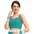 thumbnail image 3 of Women's Georgette Partywear Saree Ruffle Frill Sari with Readymade Blouse , Color: Teal | Size: 42, 3 of 5
