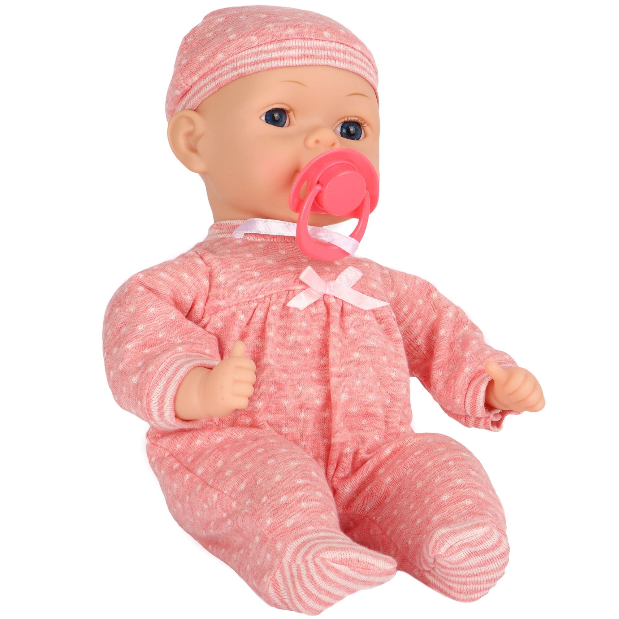 Dream Collection: My Dream Baby - 13" Bunting Baby Doll - Peachy Pink-Gray Outfit, Soft Sleeping Bag, Toy Pacifier, Hard Body, Nap Time Play, Kids 2+