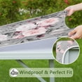 thumbnail image 6 of Square Tablecloth with Elastic Edges 36 * 36 Inch Pioneer Waterproof Pastel Grey Flower Floral Print Table Cover Washable Indoor and Outdoor for Party Kitchen Dinner Banquet Patio Picnic, 6 of 6