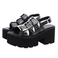 thumbnail image 1 of 1 par de sandalias de mujer con suela gruesa, sandalias creativas y sencillas, zapatos de verano negros, 1 of 5