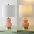 thumbnail image 6 of JONATHAN Y Daphne 20" Contemporary Transitional Metal/Glass Ribbed Gourd LED Table Lamp, Pink/Brass Gold, JYL1099B, 6 of 7