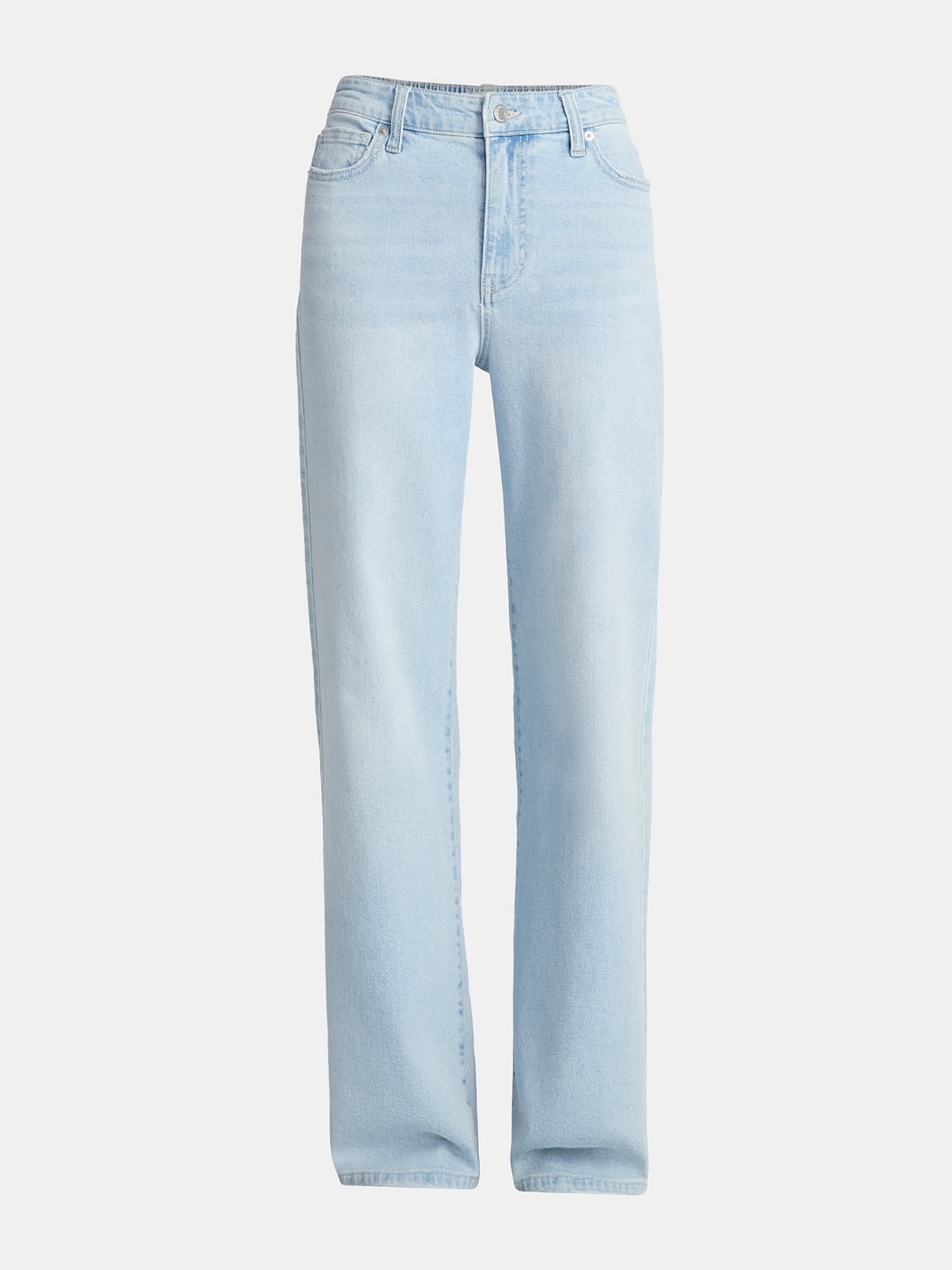 No Boundaries High Rise Baggy Wide Leg Jeans, 30" Inseam, Women’s and Women's Plus