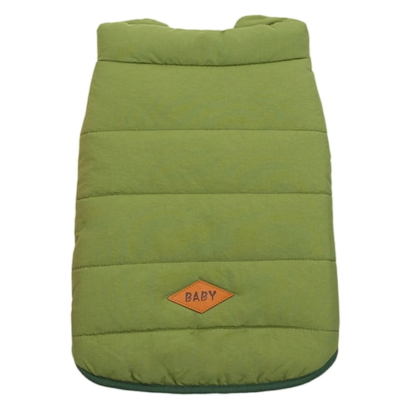 Denbek Dog Vest, Warm Dog Coat, Windproof Dog Jacket Fleece Pet Winter Coats Solid Color Dogs Clothes Cold Weather Pet Jacket Vest Soft Puppy Apparel for Small Medium Dogs Cat, Green-L