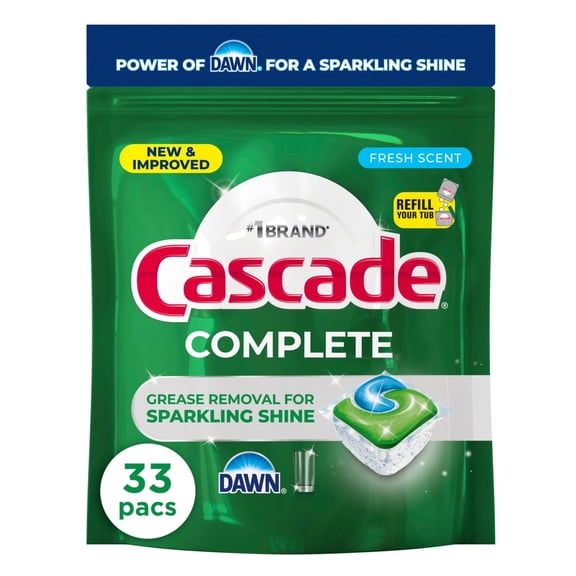 Cascade Complete Dishwasher Detergent Fresh, 33ct