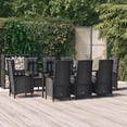 thumbnail image 1 of vidaXL 9 Piece Garden Dining Set with Cushions Black Poly Rattan, 1 of 5