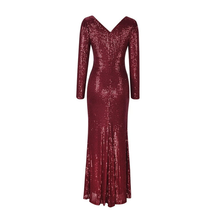 knee length dresses for ladies Mew Mews Liora One Shoulder Sequin Crystal Maxi Dress with Gloves in Red main image 1